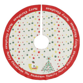 Cute White Teddy Bear & Pine Tree Merry Christmas Kerstboom Rok