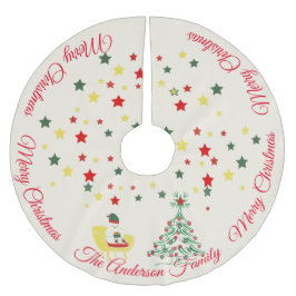 Cute White Teddy Bear & Tree Merry Christmas Kerstboom Rok