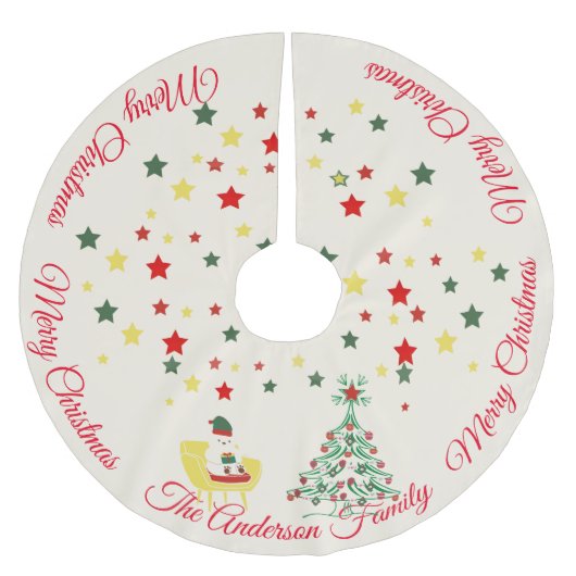 Cute White Teddy Bear & Tree Merry Christmas Kerstboom Rok (Voorkant)