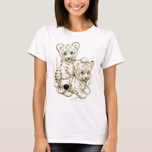 Cute White Tiger Cubs T-shirt (Voorkant)