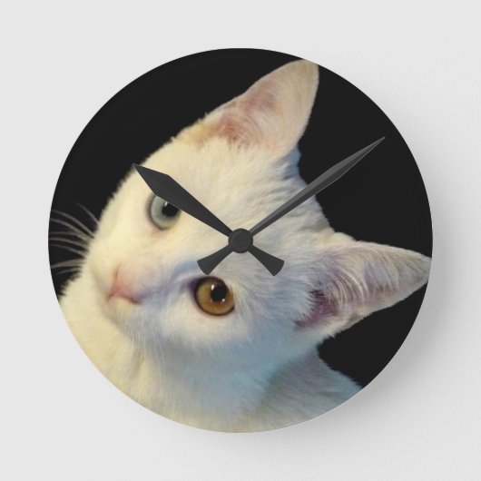 Cute White Turkey Van Kitten Clock Ronde Klok (Voorkant)