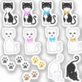 Cute White & Tuxedo Kat Afbeeldingen Sticker (Voorkant)