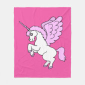 Cute White Unicorn Dark Pink Fleece Deken (Voorkant)