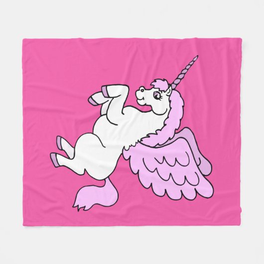 Cute White Unicorn Dark Pink Fleece Deken (Voorkant (Horizontaal))