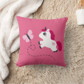 Cute White Unicorn met een vlinder Kussen (Deken)