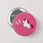 Cute White Unicorn met een vlinder Ronde Button 5,7 Cm (Voorkant /achterkant)