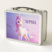 Cute White Unicorn met roze en blauwe mane (Achterkant)