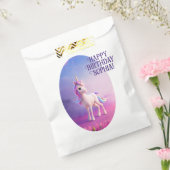 Cute White Unicorn met roze en blauwe mane Bedankzakje (Gezegeld)