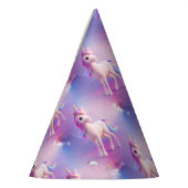Cute White Unicorn met roze en blauwe mane Feesthoedjes (Links)