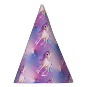 Cute White Unicorn met roze en blauwe mane Feesthoedjes (Rechts)