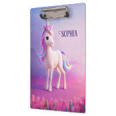 Cute White Unicorn met roze en blauwe mane Klembord (Links)