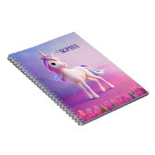 Cute White Unicorn met roze en blauwe mane Notitieboek (Rechterzijde)