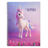 Cute White Unicorn met roze en blauwe mane Notitieboek (Voorkant)
