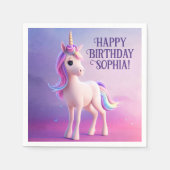 Cute White Unicorn met roze en blauwe mane Servet (Voorkant)
