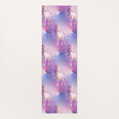 Cute White Unicorn met roze en blauwe mane Yogamat (Achterkant)