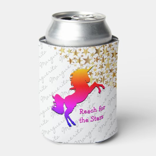 Cute White UNICORN Stars Personalized Custom Blikjeskoeler (Blikje Voorkant)