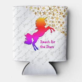 Cute White UNICORN Stars Personalized Custom Blikjeskoeler