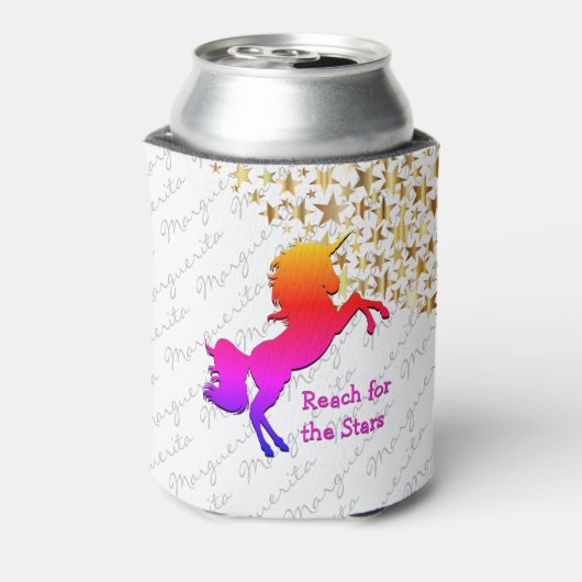 Cute White UNICORN Stars Personalized Custom Blikjeskoeler (Blikje Achterkant)