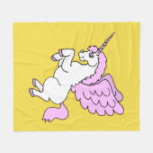 Cute White Unicorn Yellow Fleece Deken (Voorkant (Horizontaal))