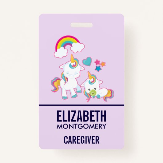 Cute White Unicorns Magical Mama & Baby Badge (Voorkant)