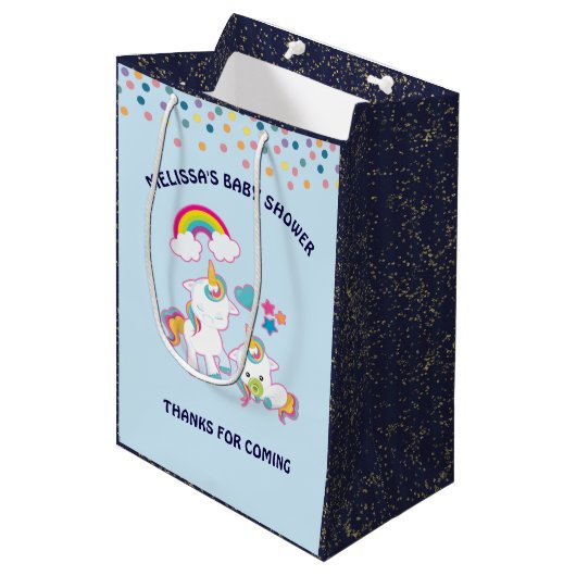 Cute White Unicorns Magical Mama & Baby Bedankt Medium Cadeauzakje (Voorkant Gekanteld)