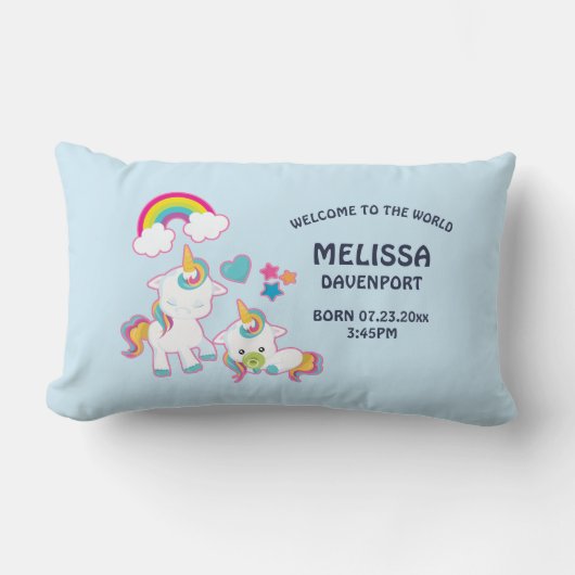 Cute White Unicorns Magical Mama & Baby Birth Kussen (Voorkant)
