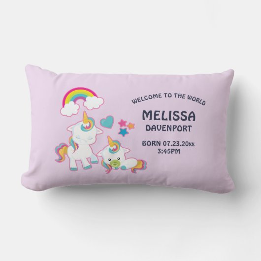 Cute White Unicorns Magical Mama & Baby Birth Kussen (Voorkant)