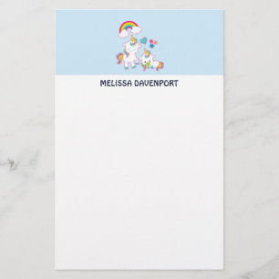 Cute White Unicorns Magical Mama & Baby Briefpapier