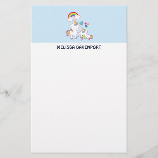 Cute White Unicorns Magical Mama & Baby Briefpapier (Voorkant)