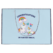 Cute White Unicorns Magical Mama & Baby Congrates Groot Cadeauzakje (Voorkant)