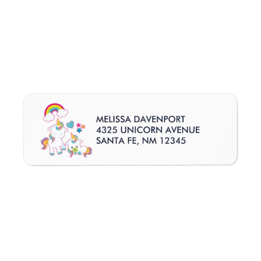 Cute White Unicorns Magical Mama & Baby Etiket (Voorkant)
