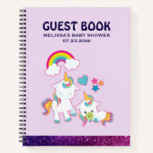 Cute White Unicorns Magical Mama & Baby Guest Book Notitieboek (Voorkant)