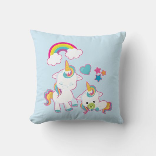 Cute White Unicorns Magical Mama & Baby Kussen (Voorkant)
