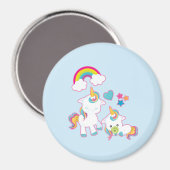 Cute White Unicorns Magical Mama & Baby Magneet (Voorkant / Achterkant)