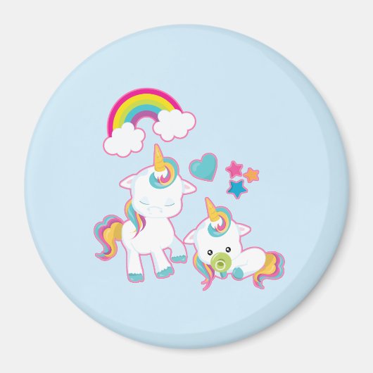 Cute White Unicorns Magical Mama & Baby Magneet (Voorkant)