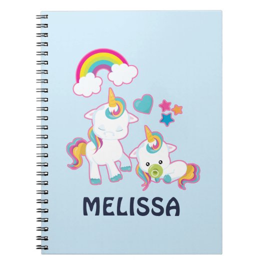 Cute White Unicorns Magical Mama & Baby Notitieboek (Voorkant)