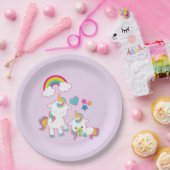 Cute White Unicorns Magical Mama & Baby Papieren Bordje (Feest)