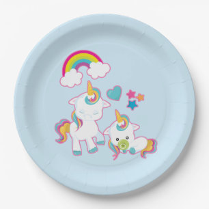 Cute White Unicorns Magical Mama & Baby Papieren Bordje