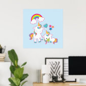 Cute White Unicorns Magical Mama & Baby Poster (Thuiskantoor)