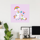 Cute White Unicorns Magical Mama & Baby Poster (Thuiskantoor)