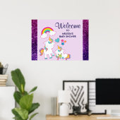 Cute White Unicorns Magical Mama & Baby Poster (Thuiskantoor)