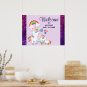 Cute White Unicorns Magical Mama & Baby Poster (Keuken)