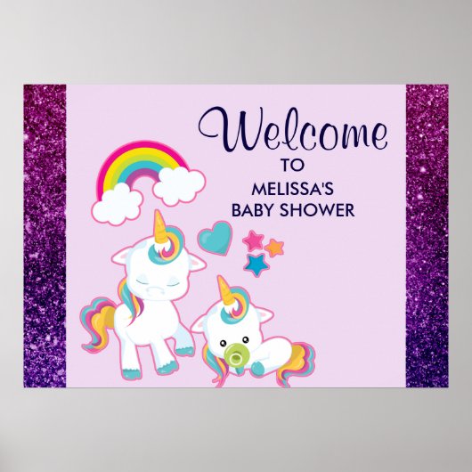 Cute White Unicorns Magical Mama & Baby Poster (Voorkant)
