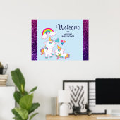 Cute White Unicorns Magical Mama & Baby Poster (Thuiskantoor)