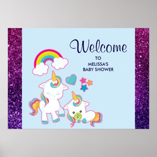 Cute White Unicorns Magical Mama & Baby Poster (Voorkant)