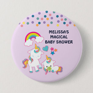 Cute White Unicorns Magical Mama & Baby/Shower Ronde Button 7,6 Cm