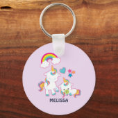 Cute White Unicorns Magical Mama & Baby Sleutelhanger (Voorkant)