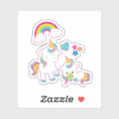 Cute White Unicorns Magical Mama & Baby Sticker (Vel)