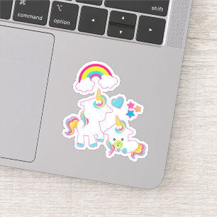 Cute White Unicorns Magical Mama & Baby Sticker