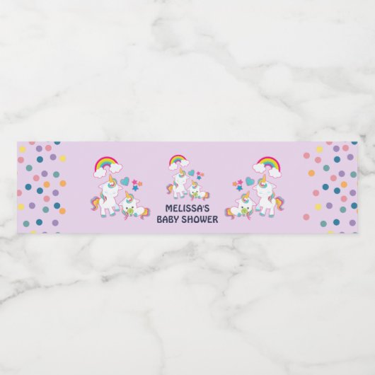 Cute White Unicorns Magical Mama & Baby Waterfles Etiket (Enkel label)
